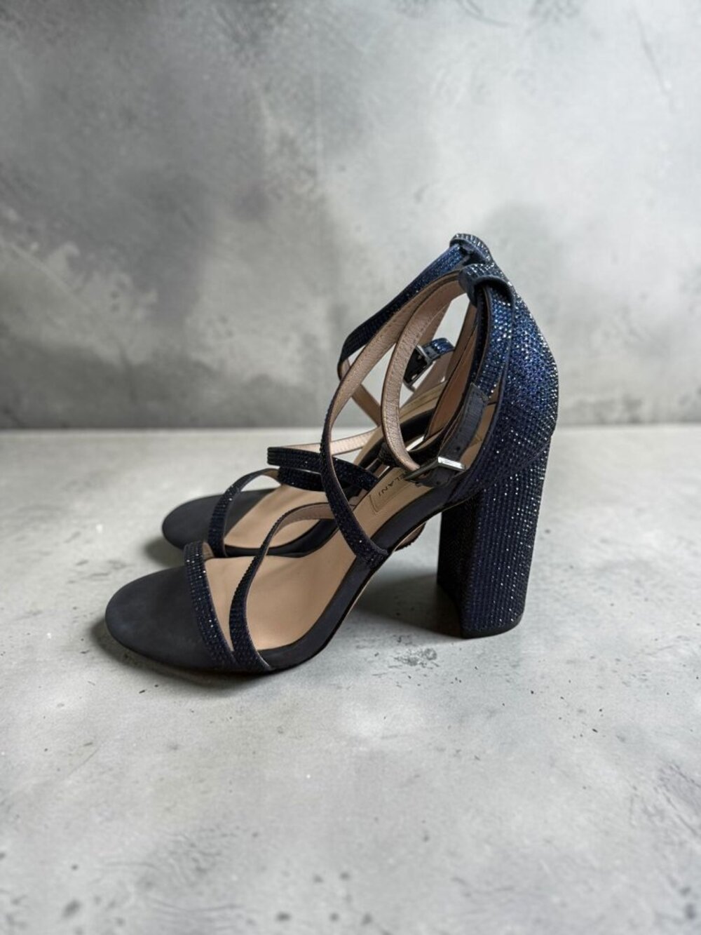 ANTONIO MELANI Blue Beaded Heels Sandals Size 7